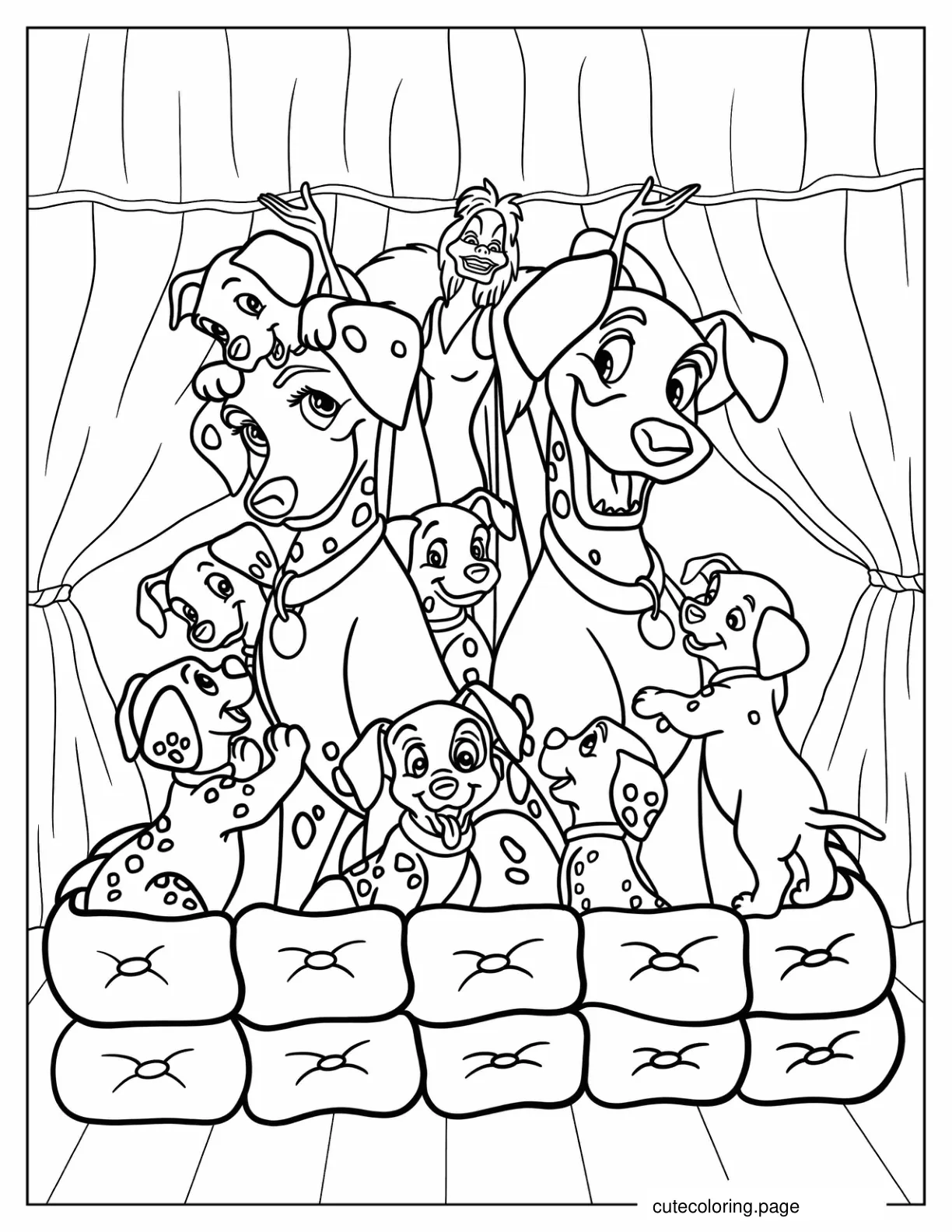 101 Dalmatians With Cruella coloring page