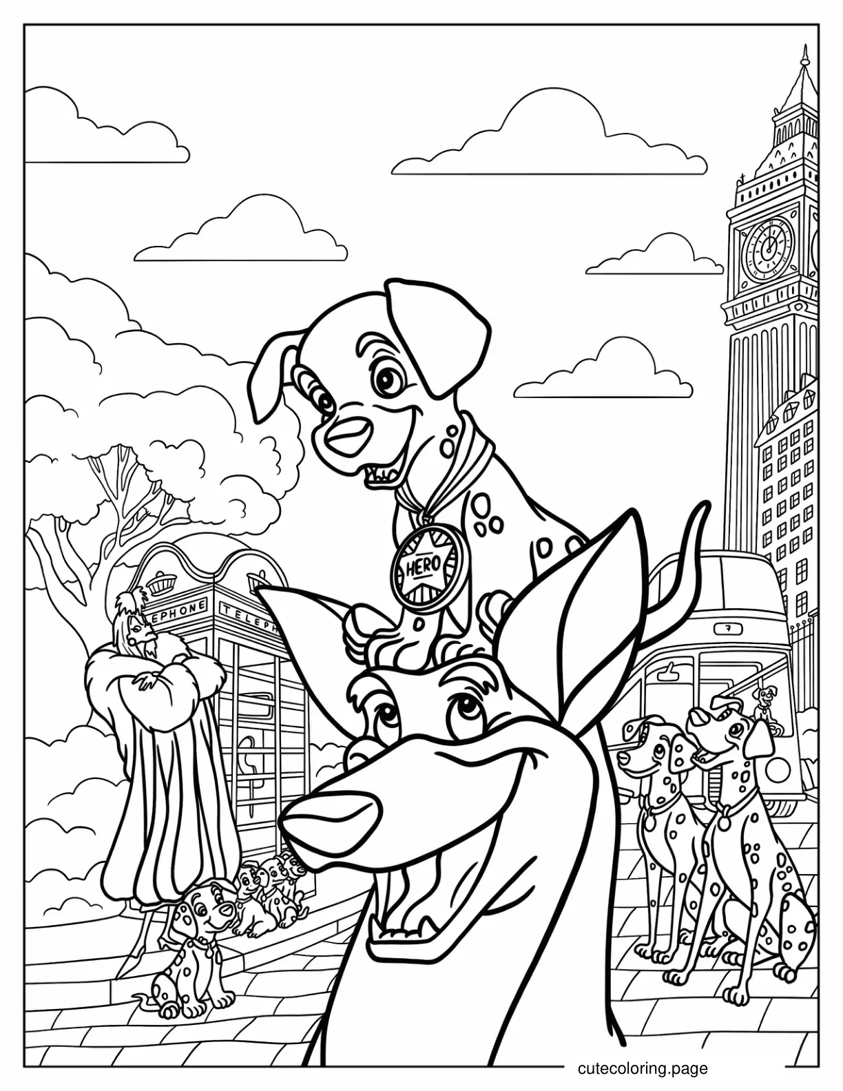 Coloring Sheet Of Patch And Thunderbolt In London coloring page