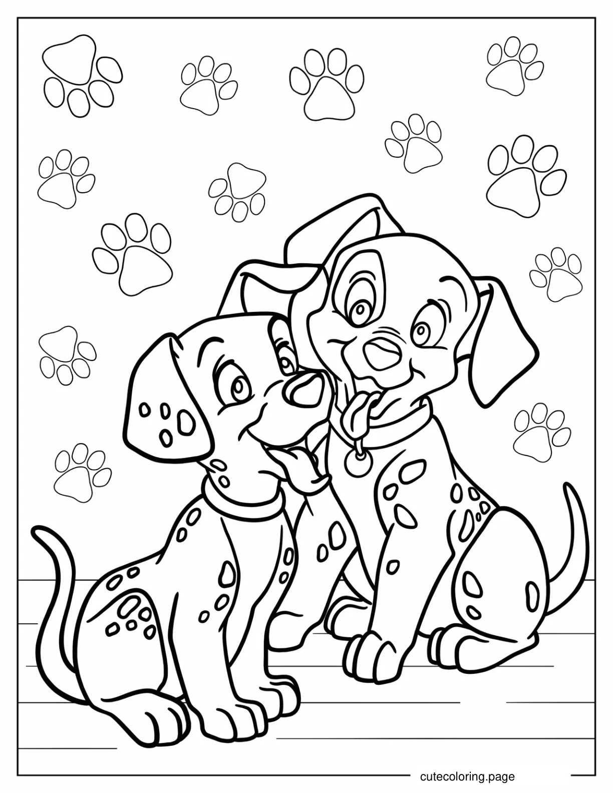 Cute 101 Dalmatians Puppies Coloring Page coloring page