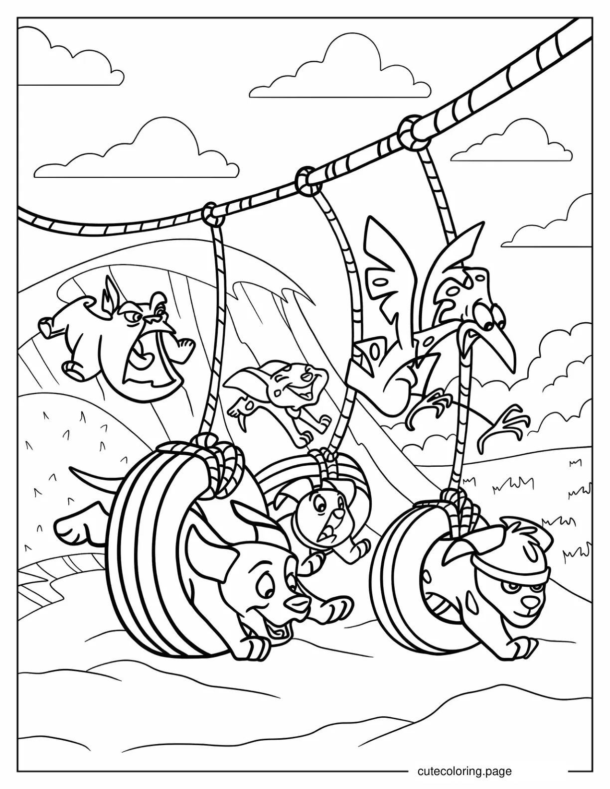 Dalmatian Puppies Running Away With Friends coloring page