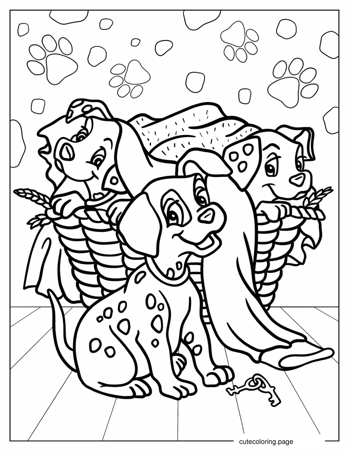 Kawaii Dalmatians Coloring In For Preschoolers coloring page