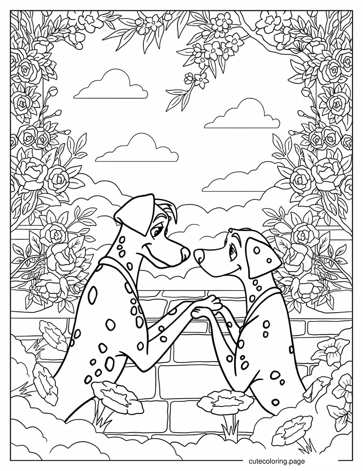 Pongo And Perdita In Love coloring page