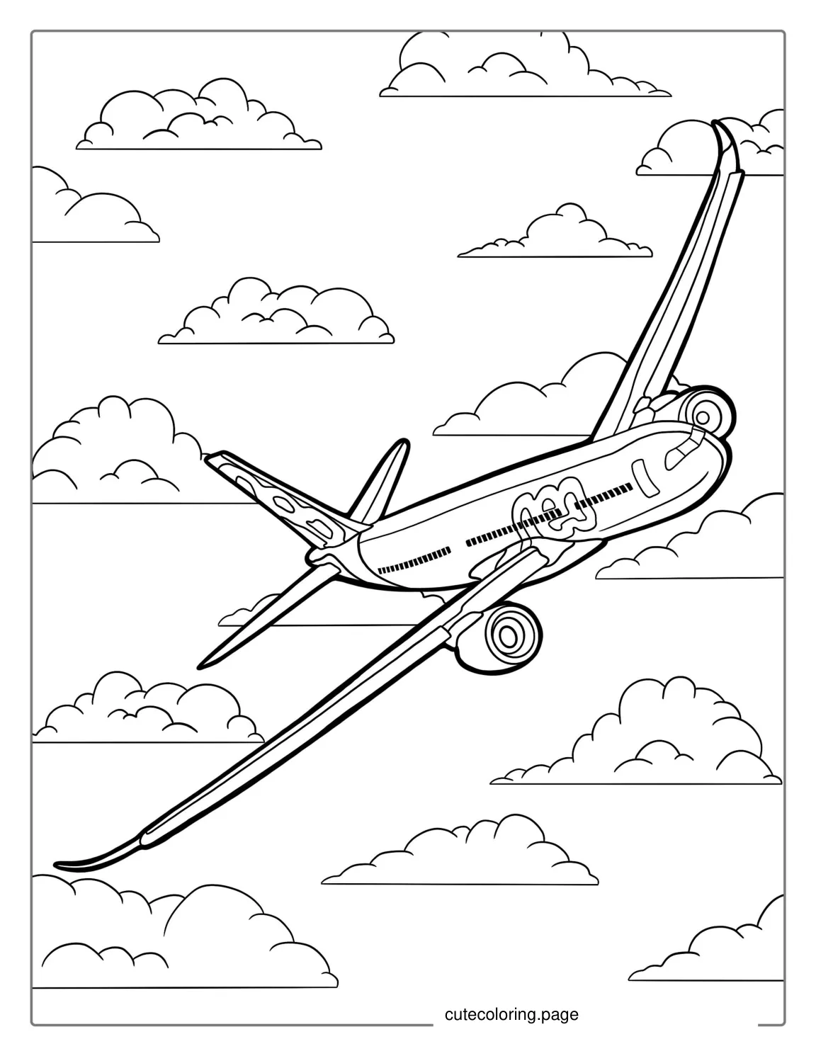 Airbus A320 Flying In The Sky Coloring Page coloring page