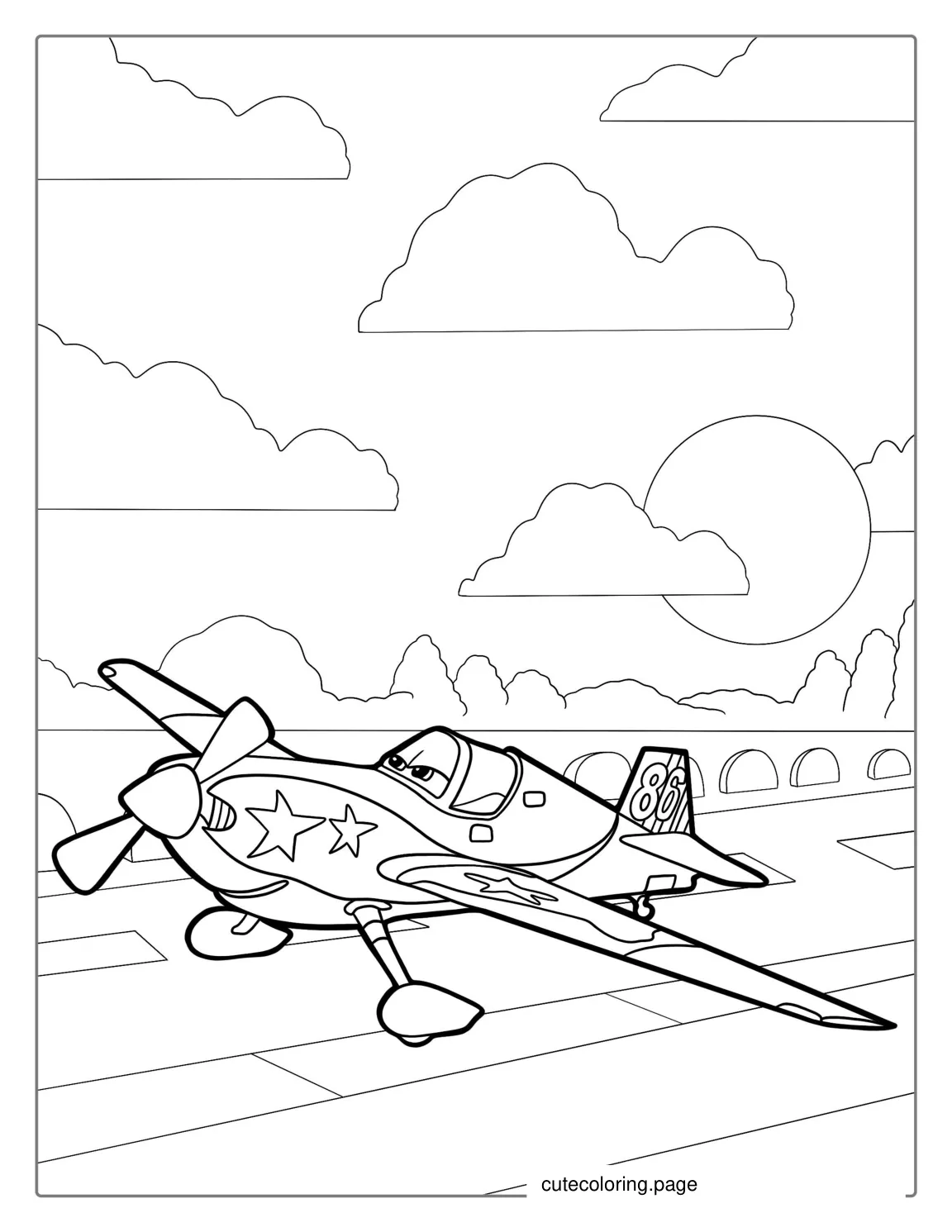 Airplane From Cars Movie To Color coloring page