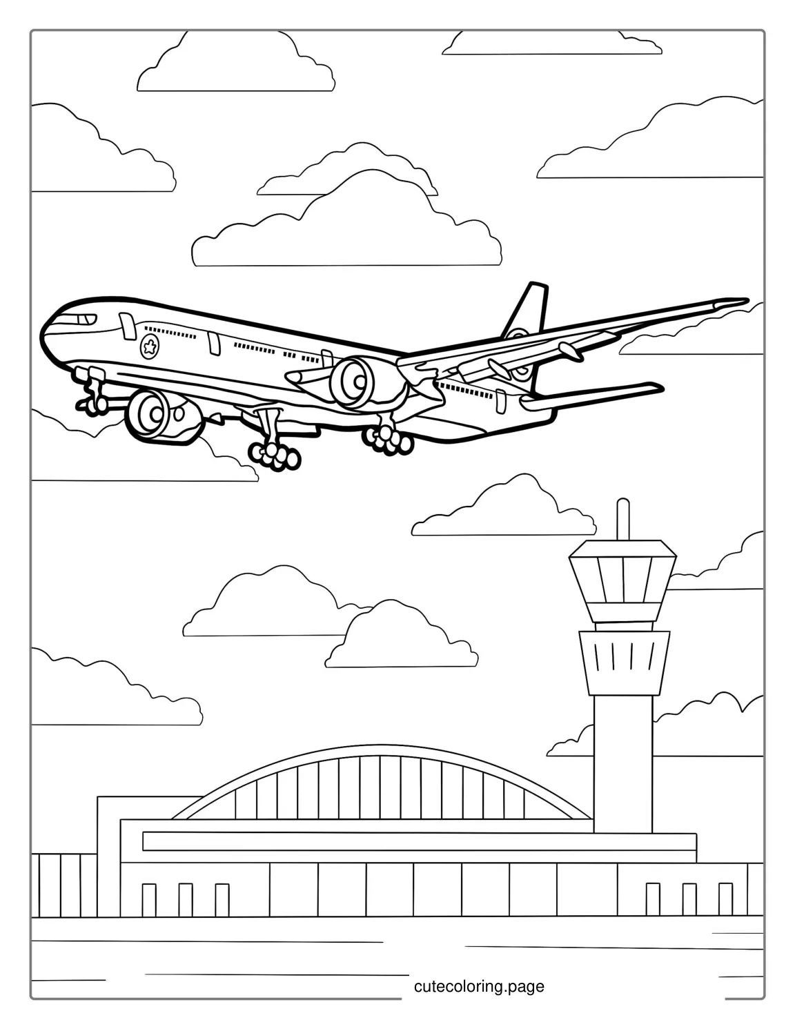 Boeing A380 Plane Taking Off From Airport coloring page