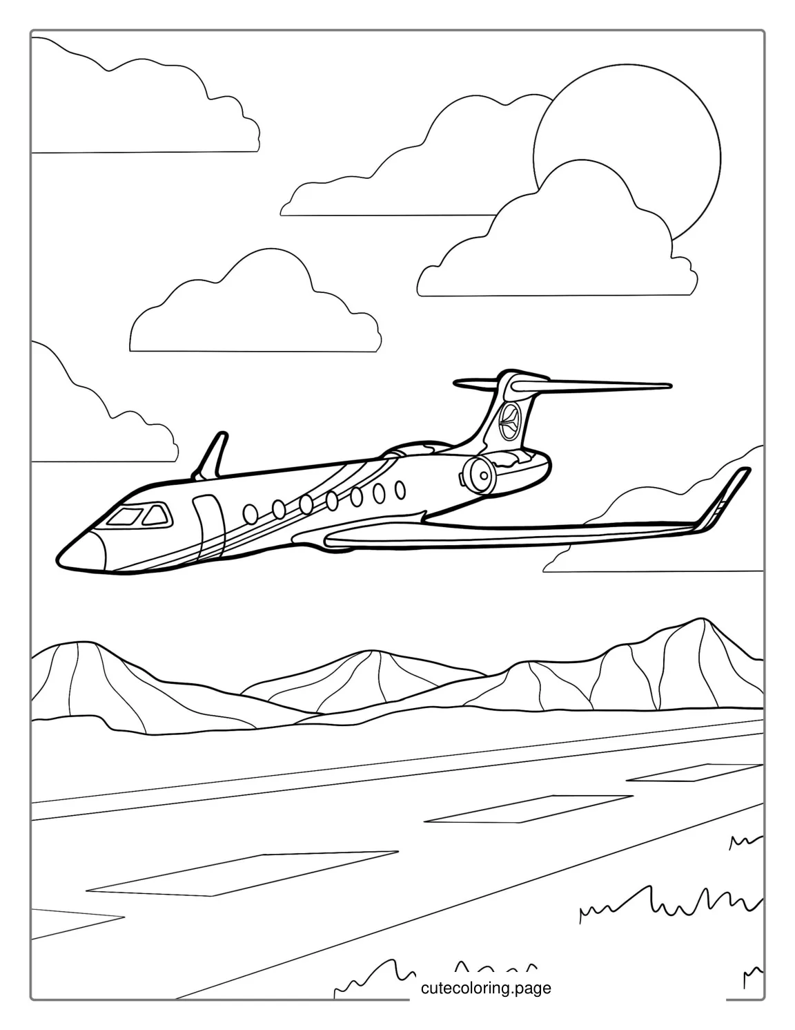 Coloring Page Of Private Plane Landing coloring page