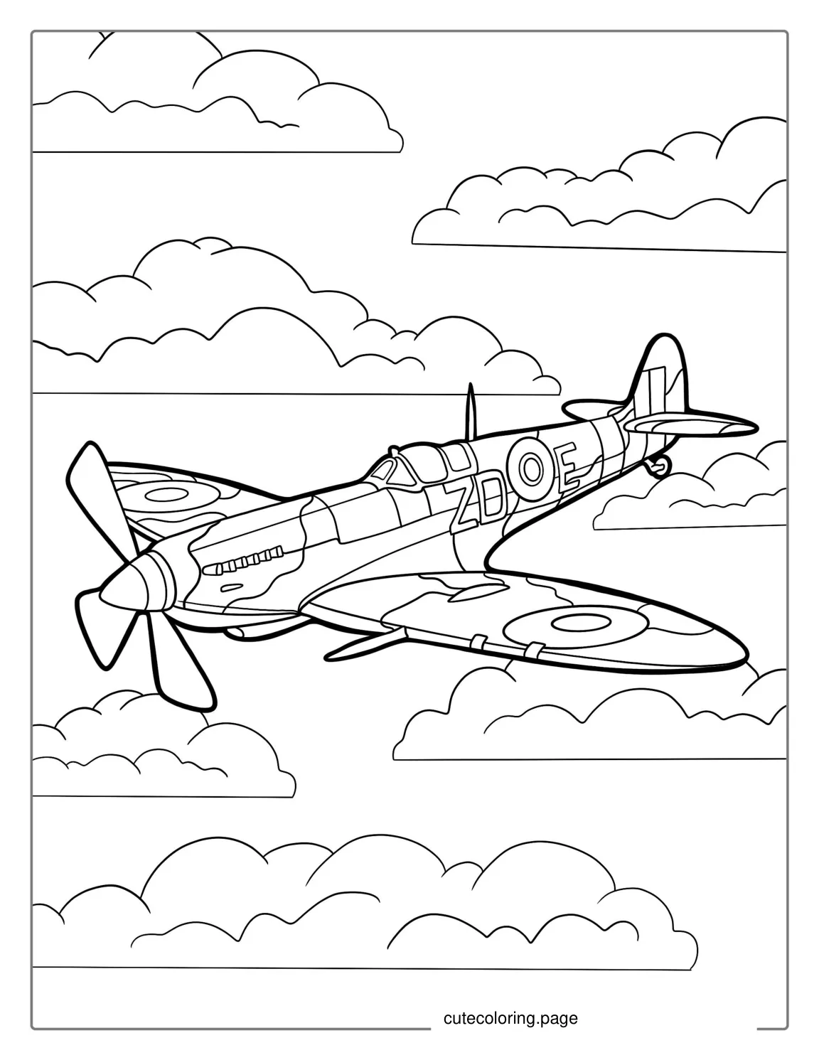 Coloring Page Of Spitfire Plane coloring page