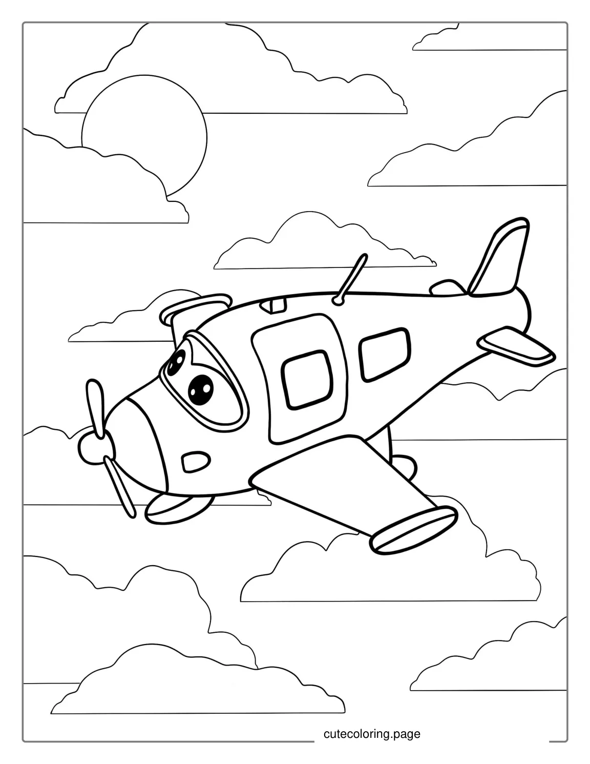 Easy Coloring Page Of A Plane coloring page