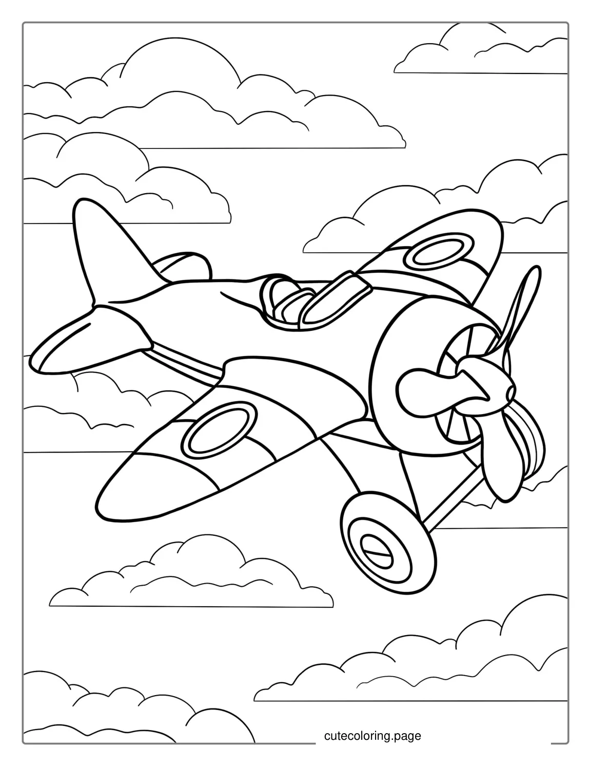 Easy Outline Of Plane To Color For Preschoolers coloring page