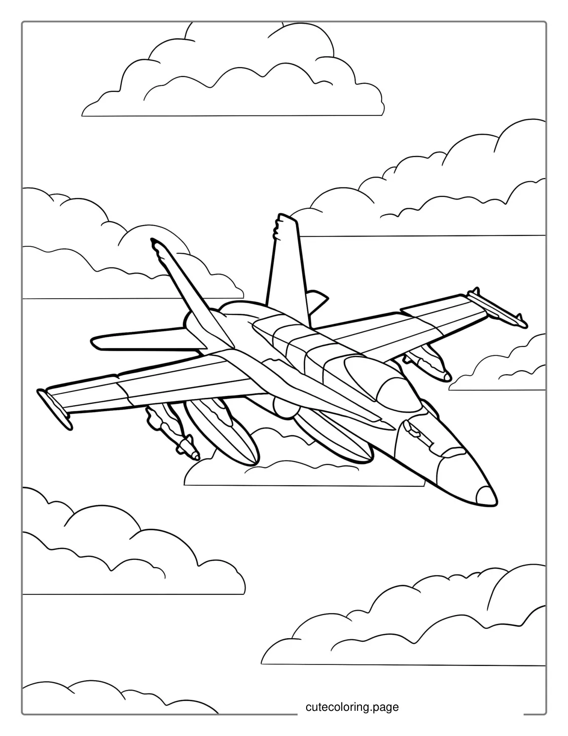 F18 US Army Jet Coloring Sheet coloring page