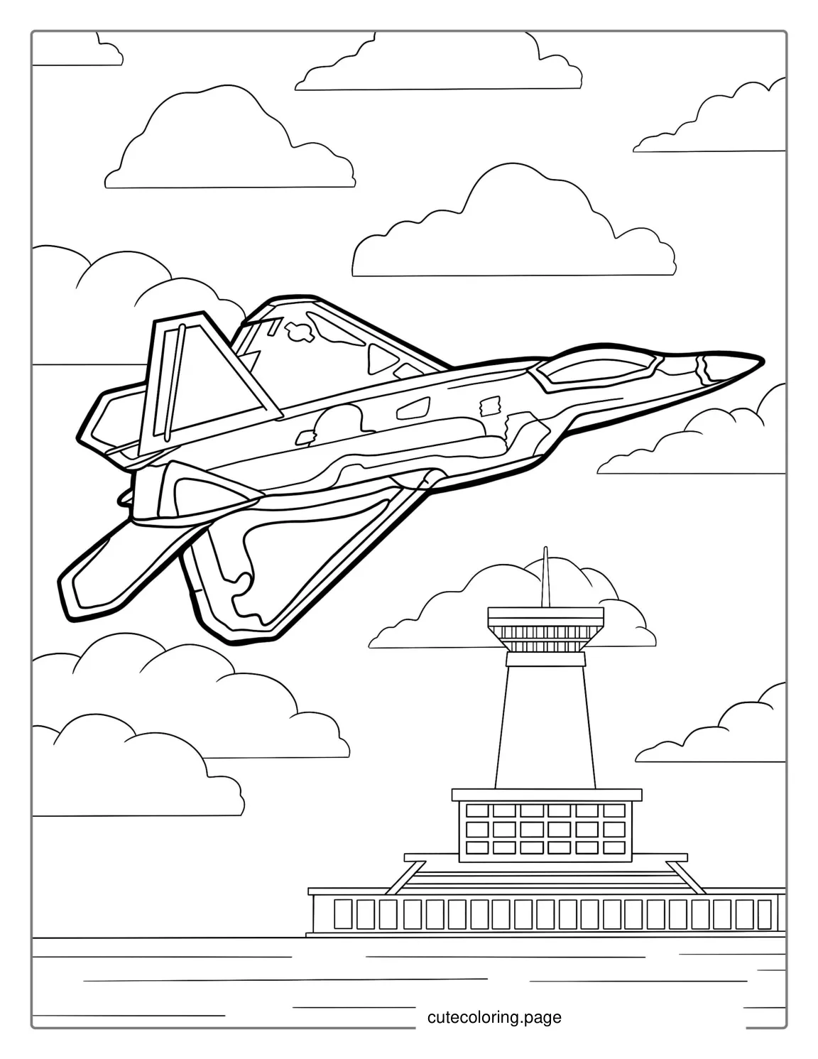 Fighter Jet Coloring Sheet For Kids coloring page