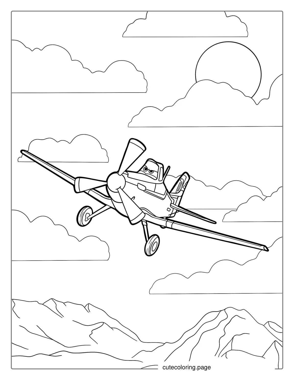 Plane From Cars Movie To Color coloring page