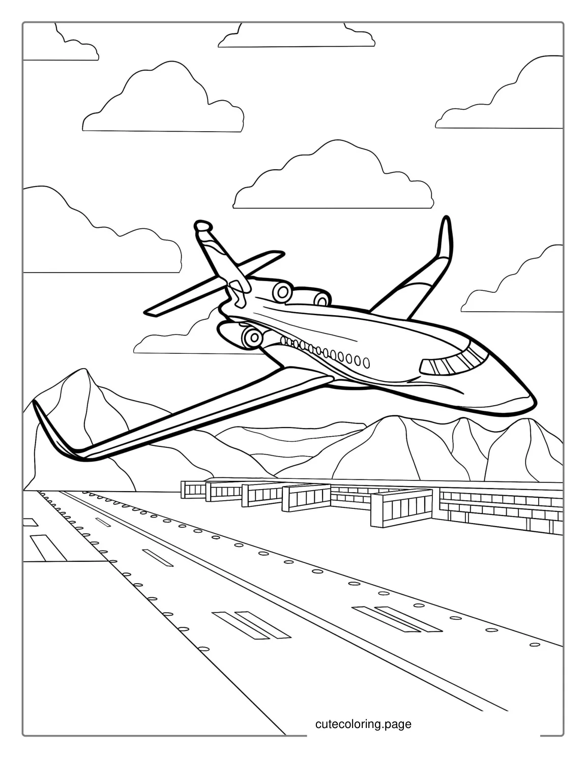 Private Jet Taking Off From Runway Coloring Page coloring page