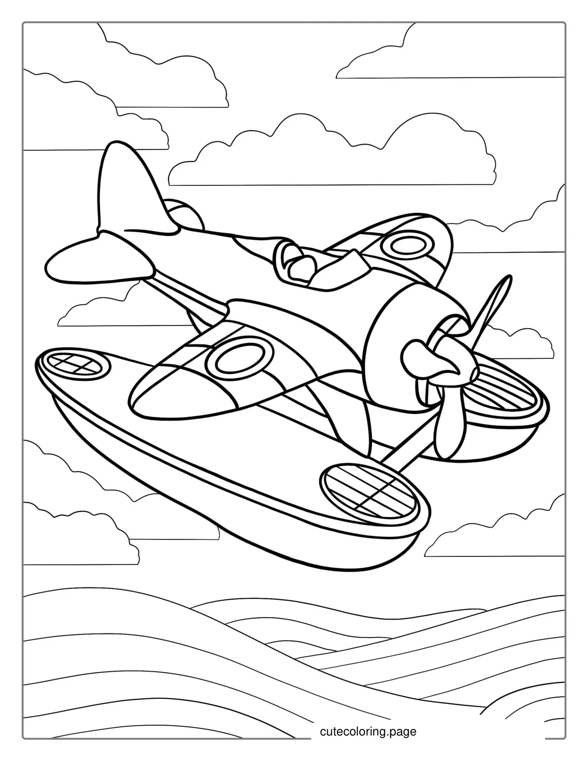 Simple Outline Of Water Plane coloring page