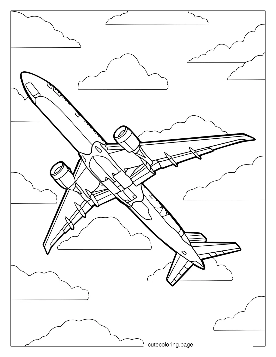 Underneath Of Airbus Plane To Color coloring page