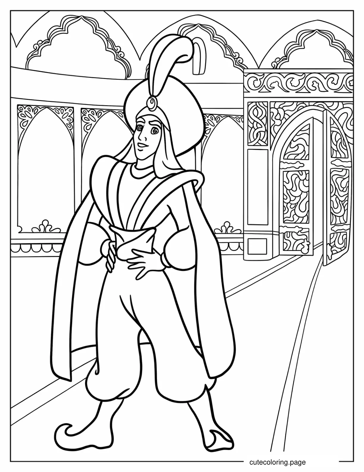 Aladan In Gowns At The Palace To Color coloring page