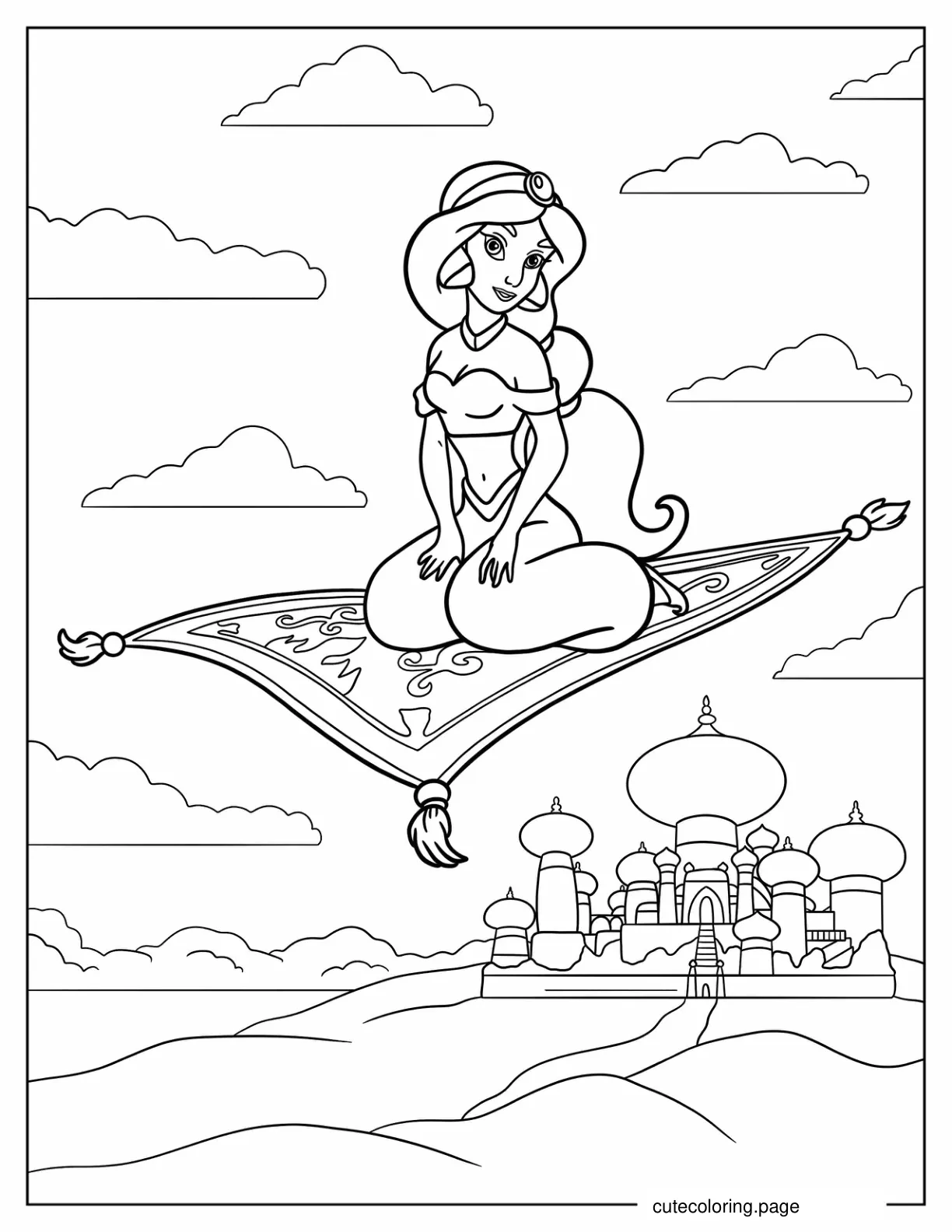 Coloring Sheet Of Jasmine On Magic Carpet coloring page