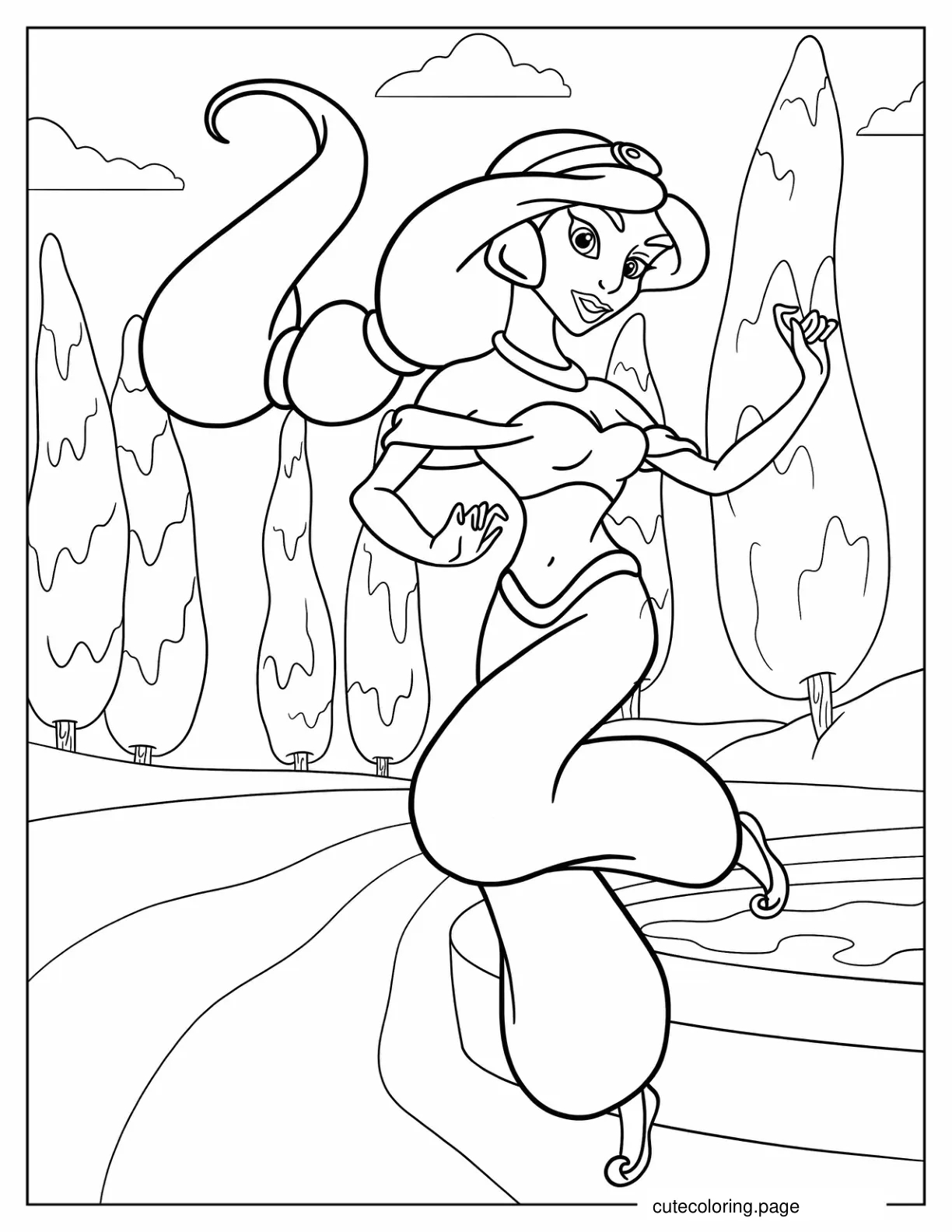 Dancing Princess Jasmine To Color coloring page