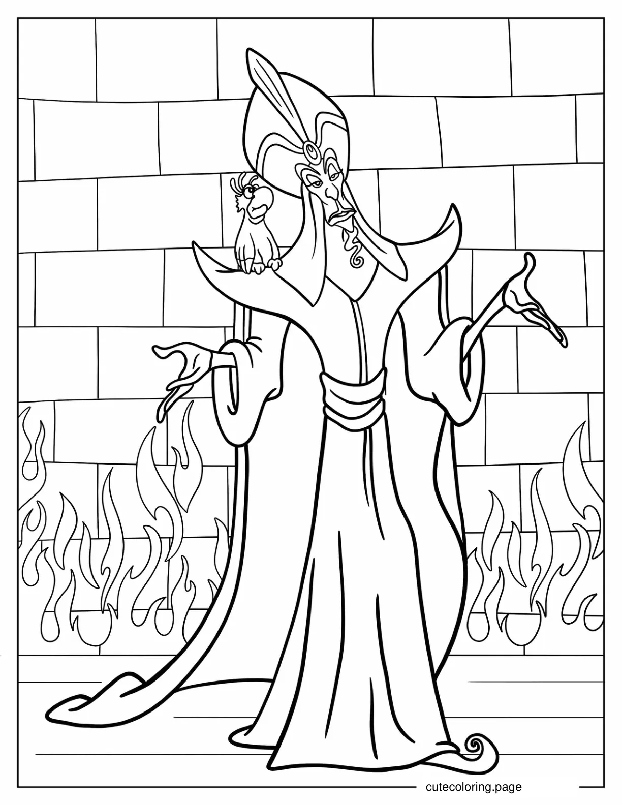 Jafar With Iago Coloring Sheet coloring page