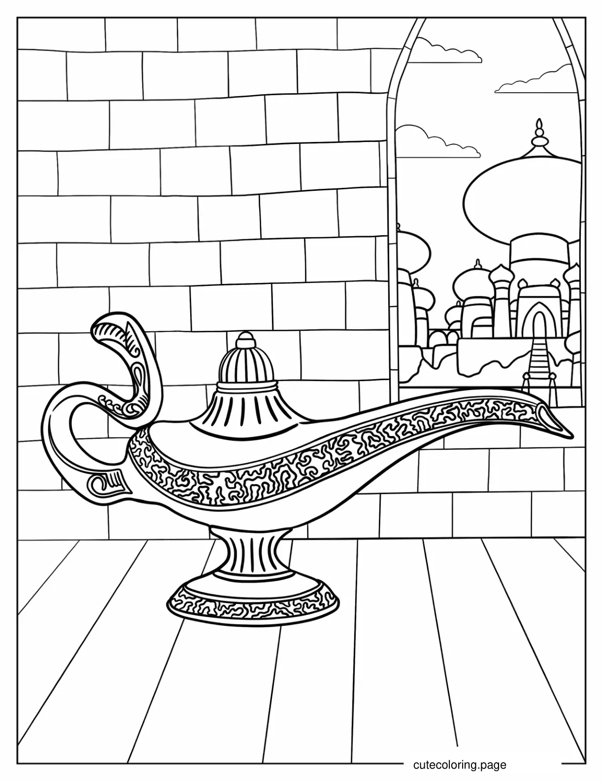 Magic Lamp From Aladdin To Color coloring page