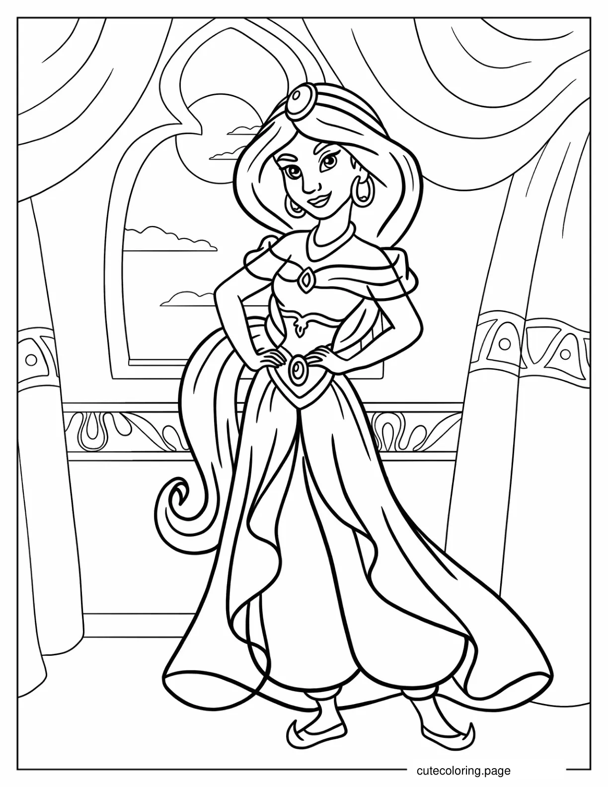 Princess Jasmine Coloring Page For Kids coloring page