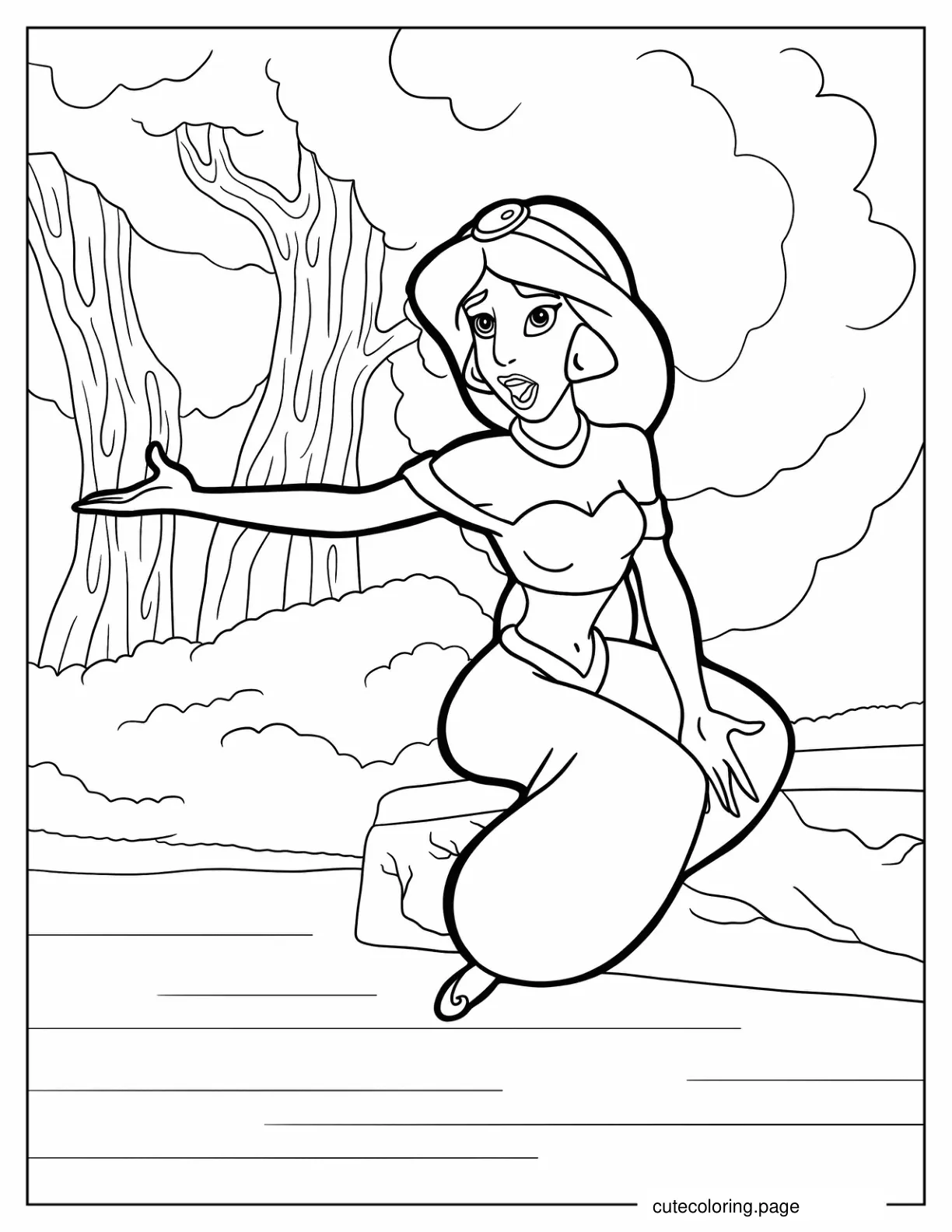 Princess Jasmine Singing To Color coloring page