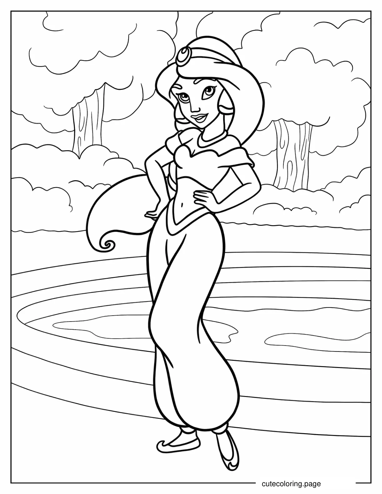 Simple Princess Jasmine Coloring Sheet coloring page