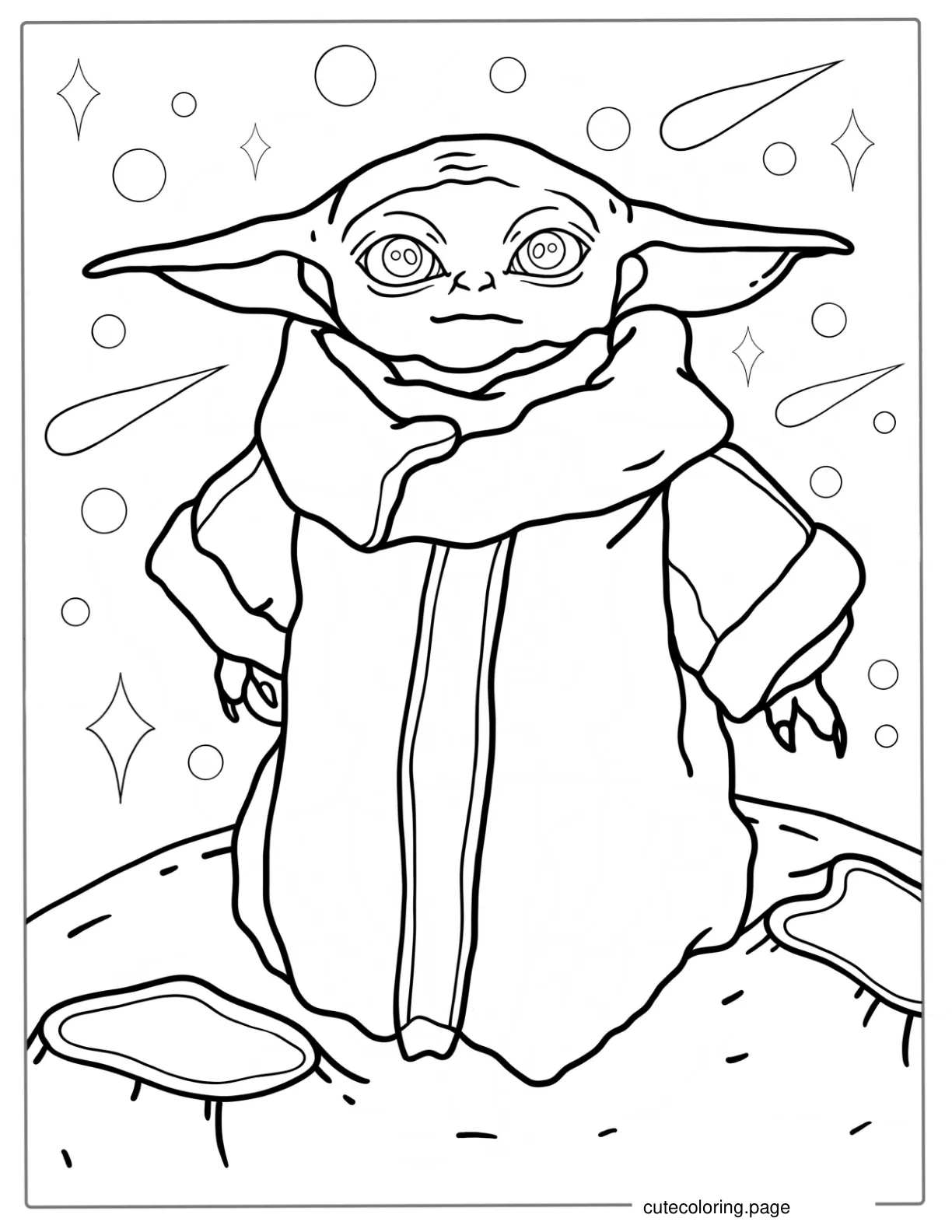 Baby Yoda Alien Coloring Page coloring page