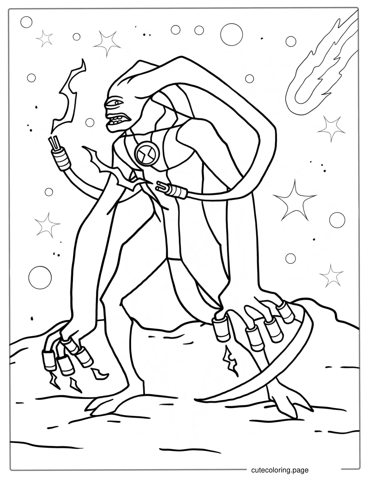 Coloring Page Of Alien On Faraway Planet coloring page