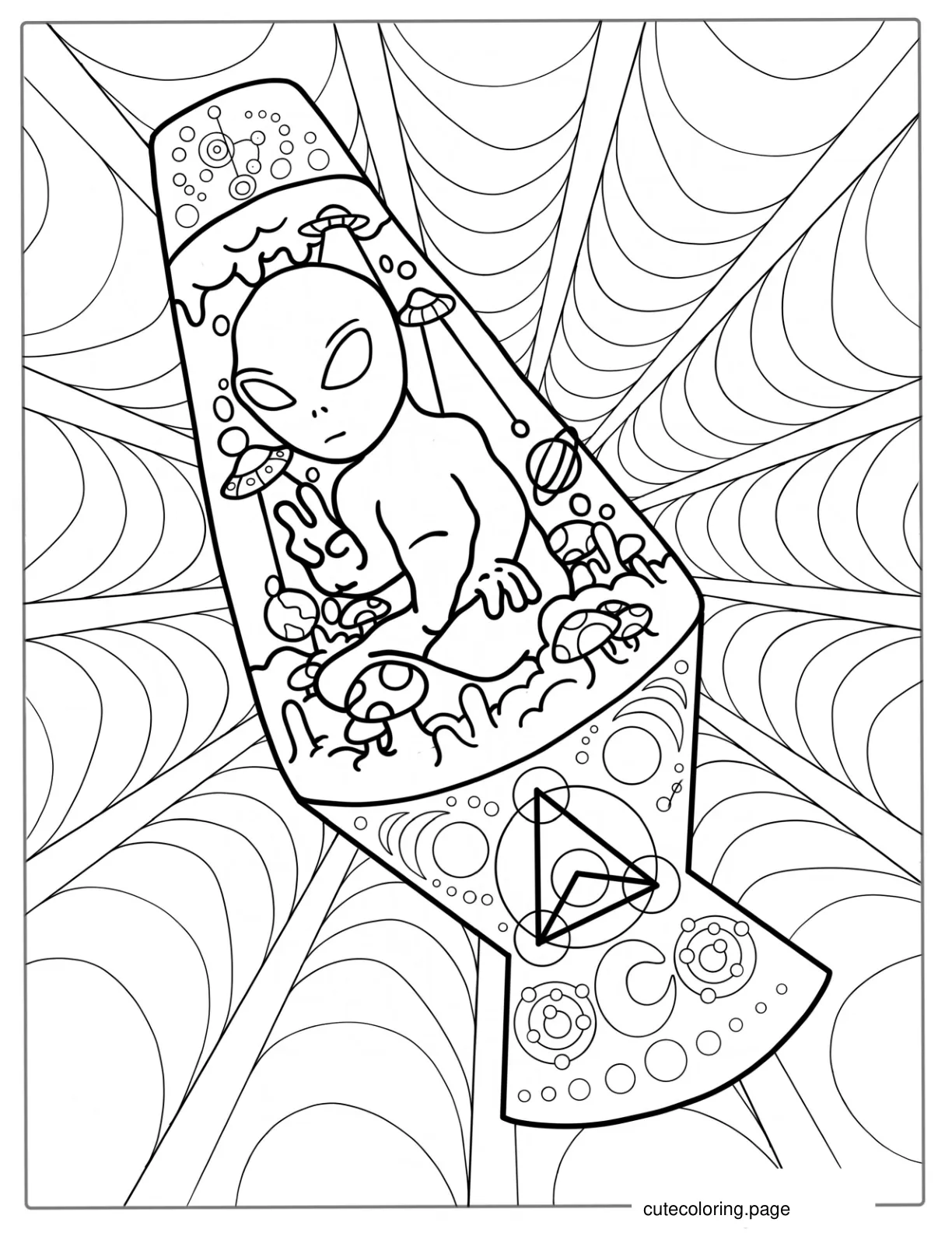 Coloring Page Of a Trippy Alien coloring page