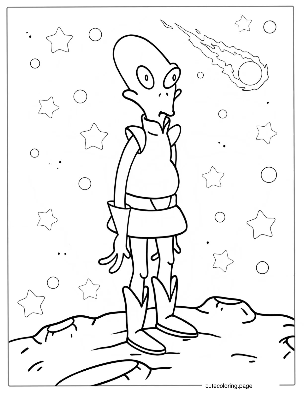 Kif Kroker Green Alien From Futurama To Color coloring page