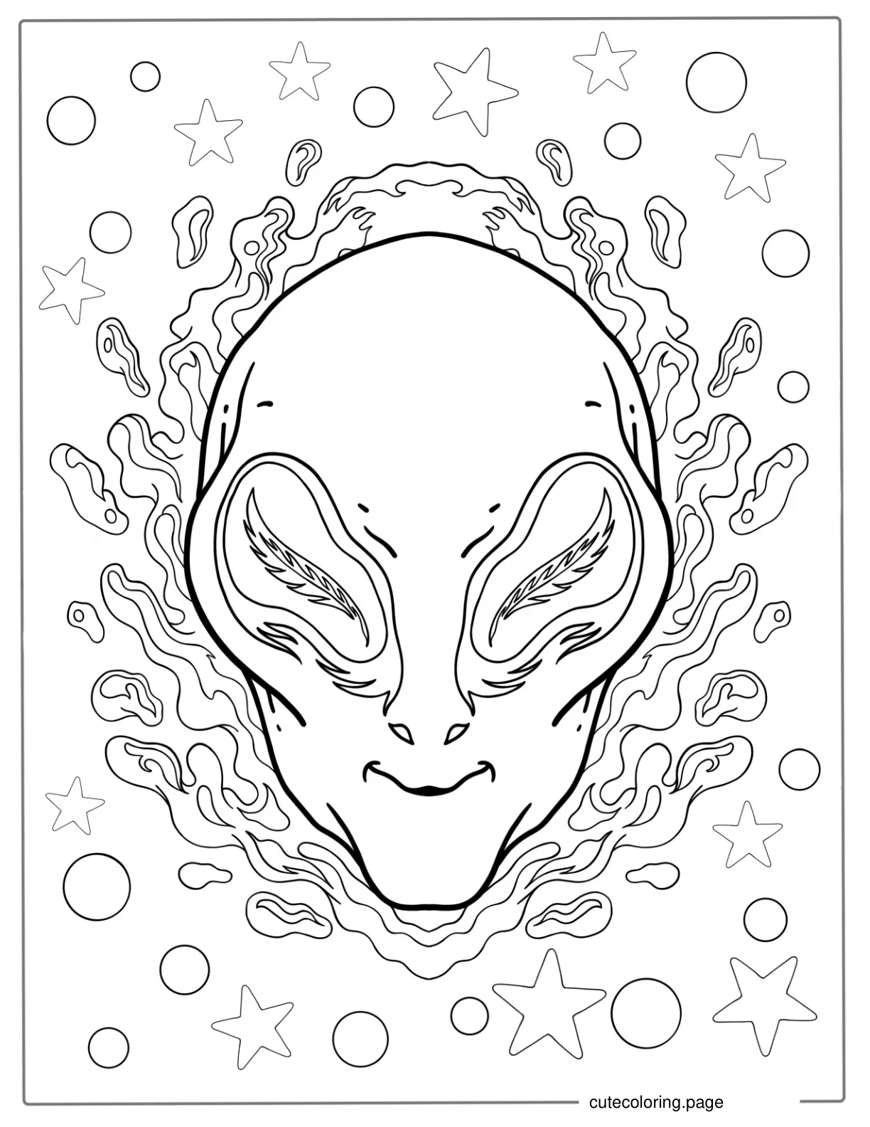 Trippy Alien Head Coloring Page coloring page