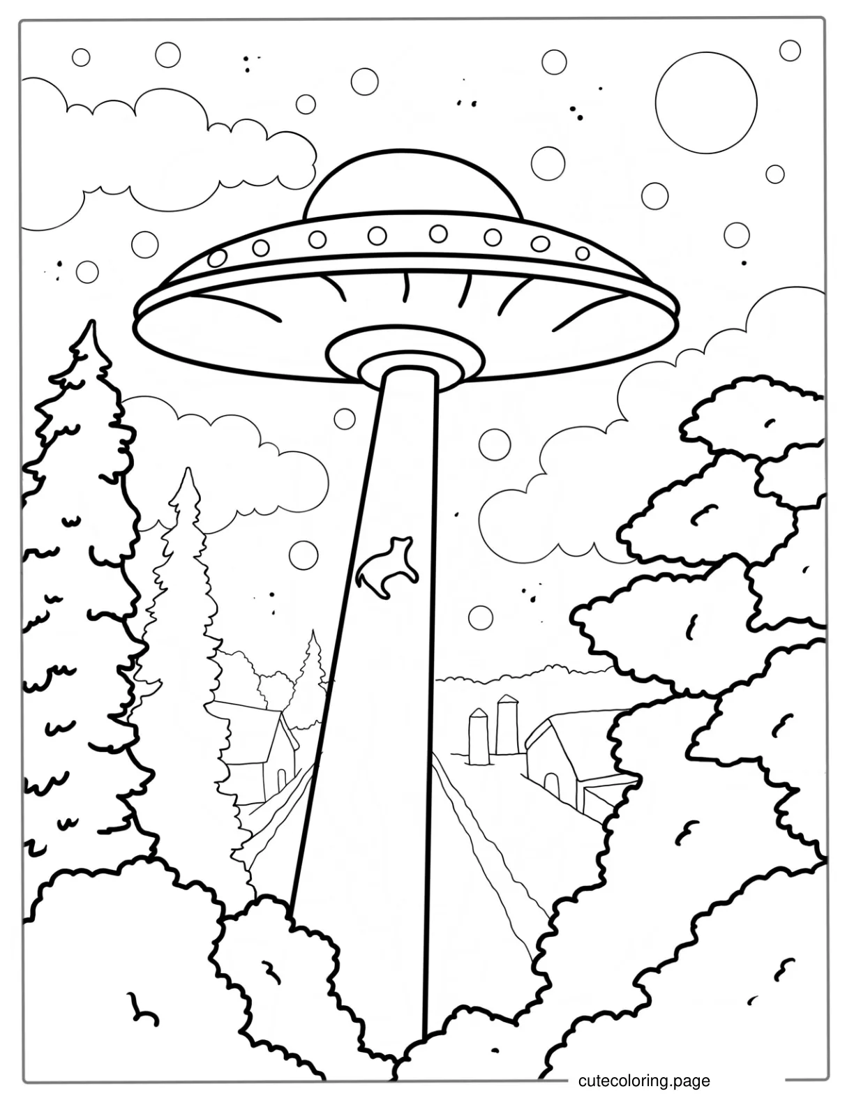 UFO Abducting With Force Field coloring page