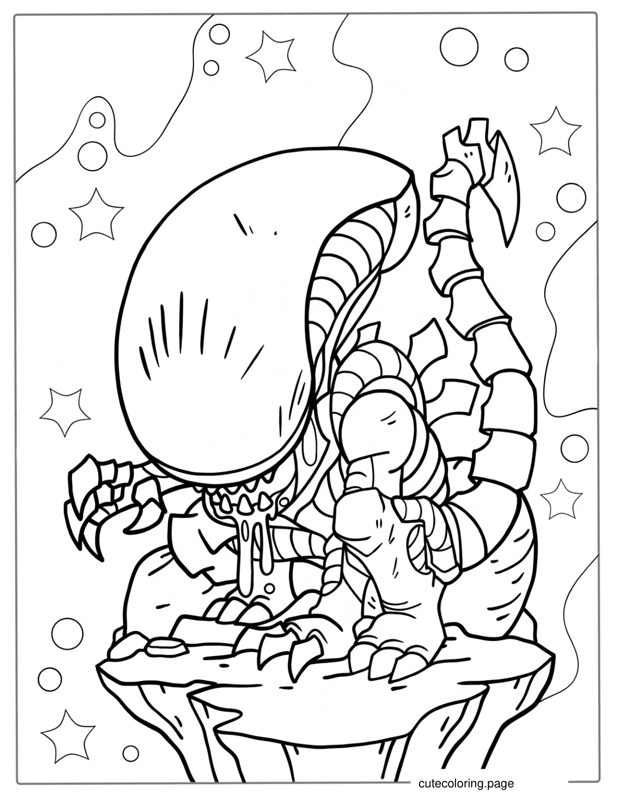 Xenomorph Alien From Movie To Color coloring page