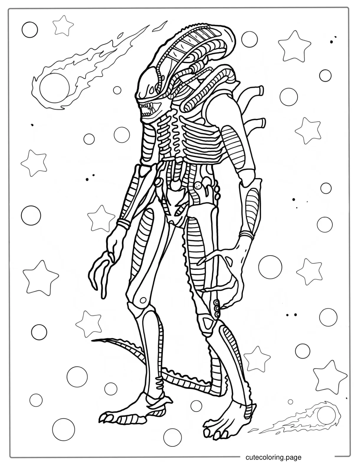 Xenomorph Alien From Ridley Scott Movie For Adults coloring page