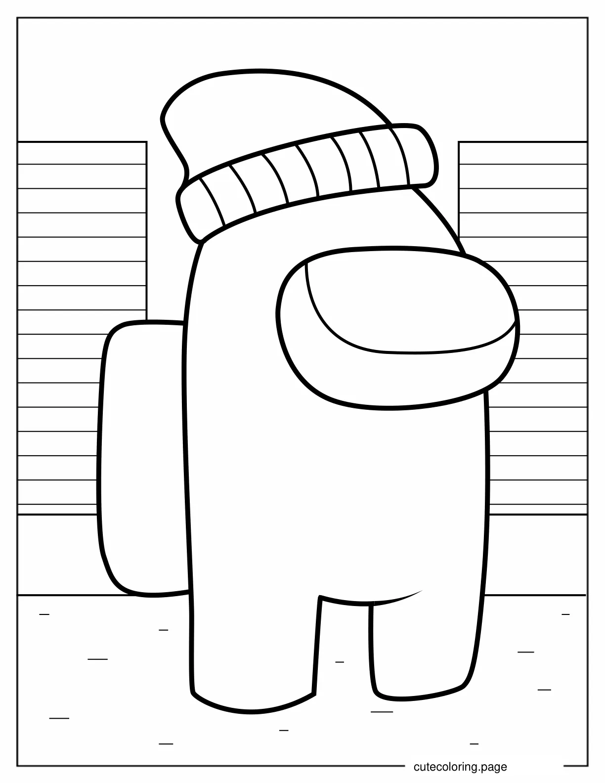 Among Us Crewmate With Beanie Coloring Sheet coloring page