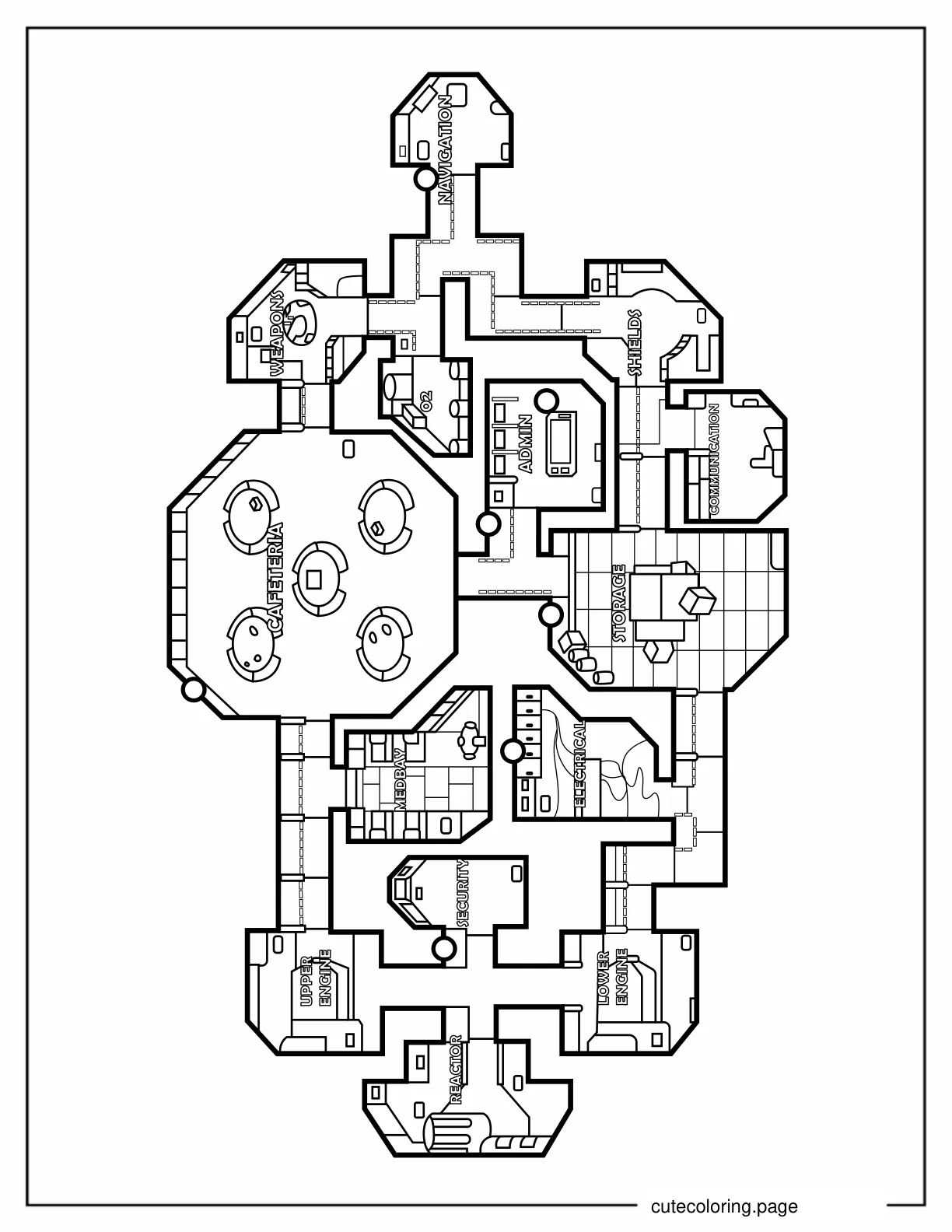 Among Us Spaceship Map coloring page