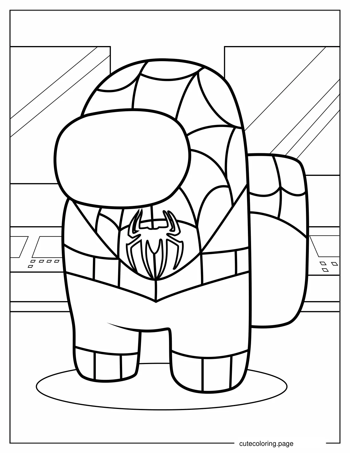 Among Us Spider Man Skin coloring page