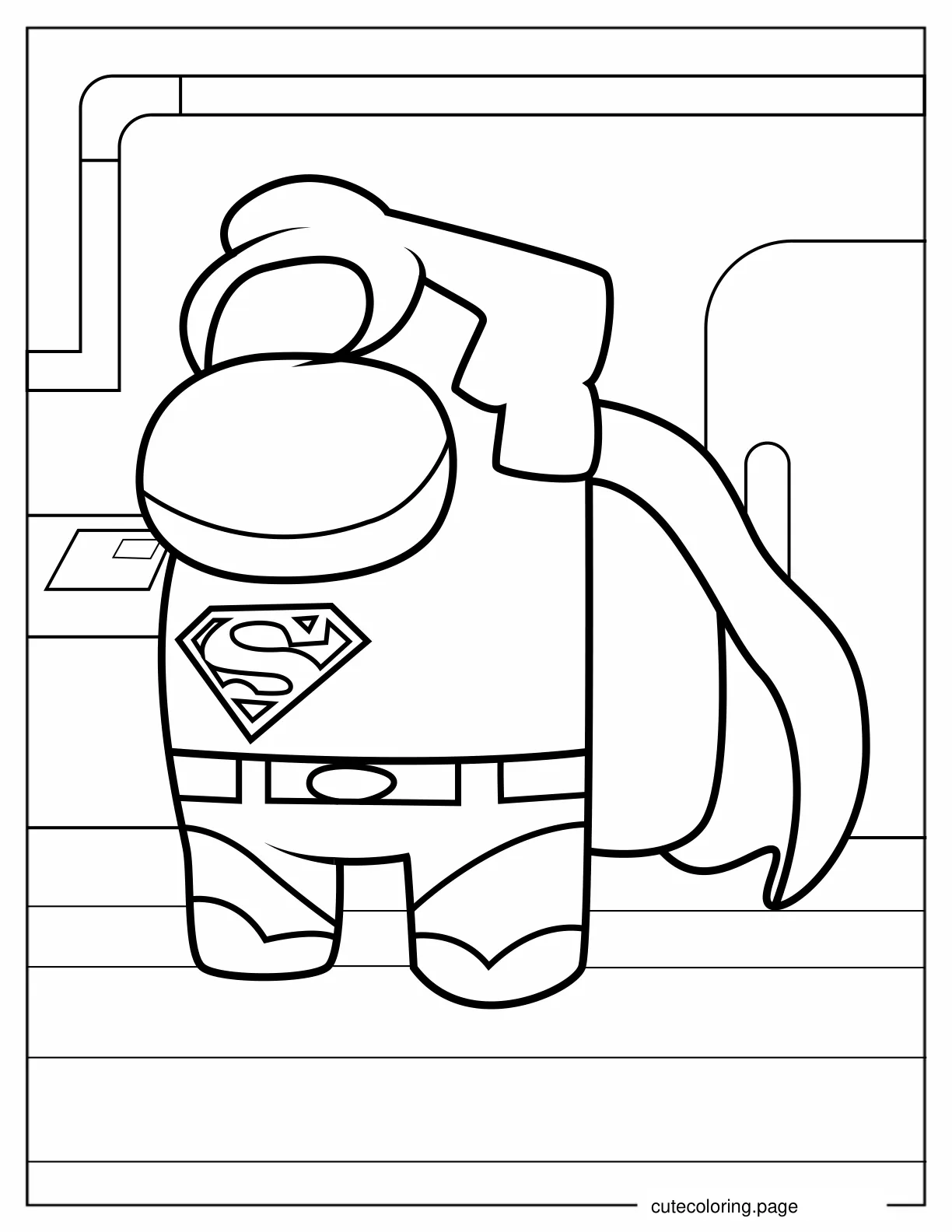 Among Us Superman Skin Coloring In coloring page