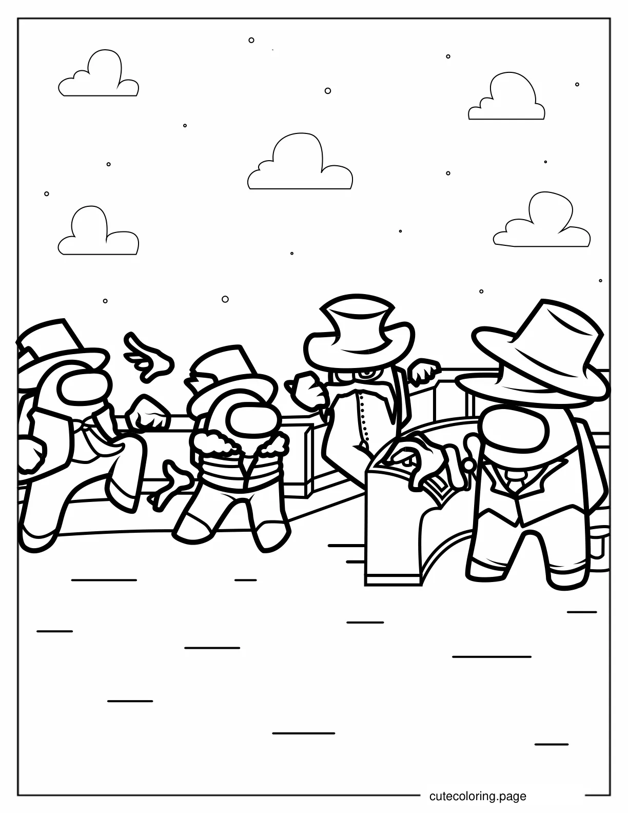 Among Us the Airship Coloring Sheet coloring page