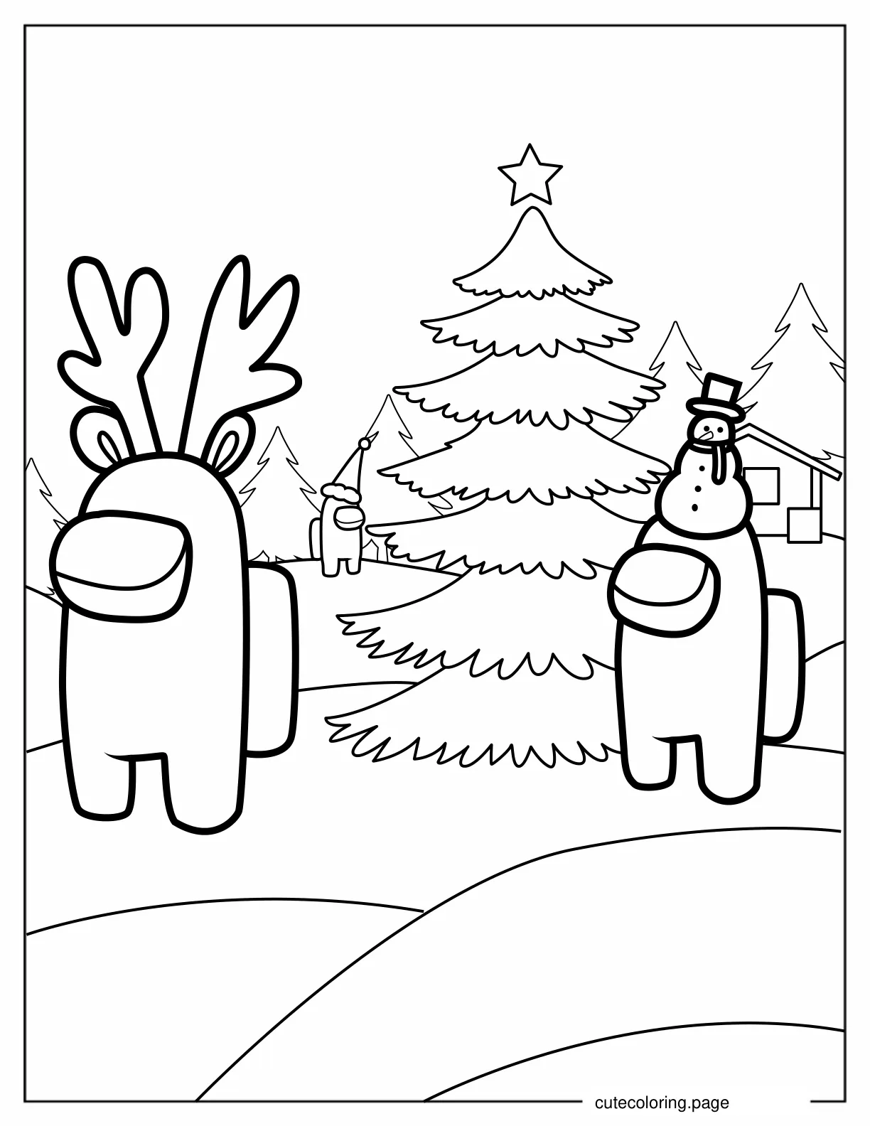 Christmas Themed Among Us Coloring Page coloring page