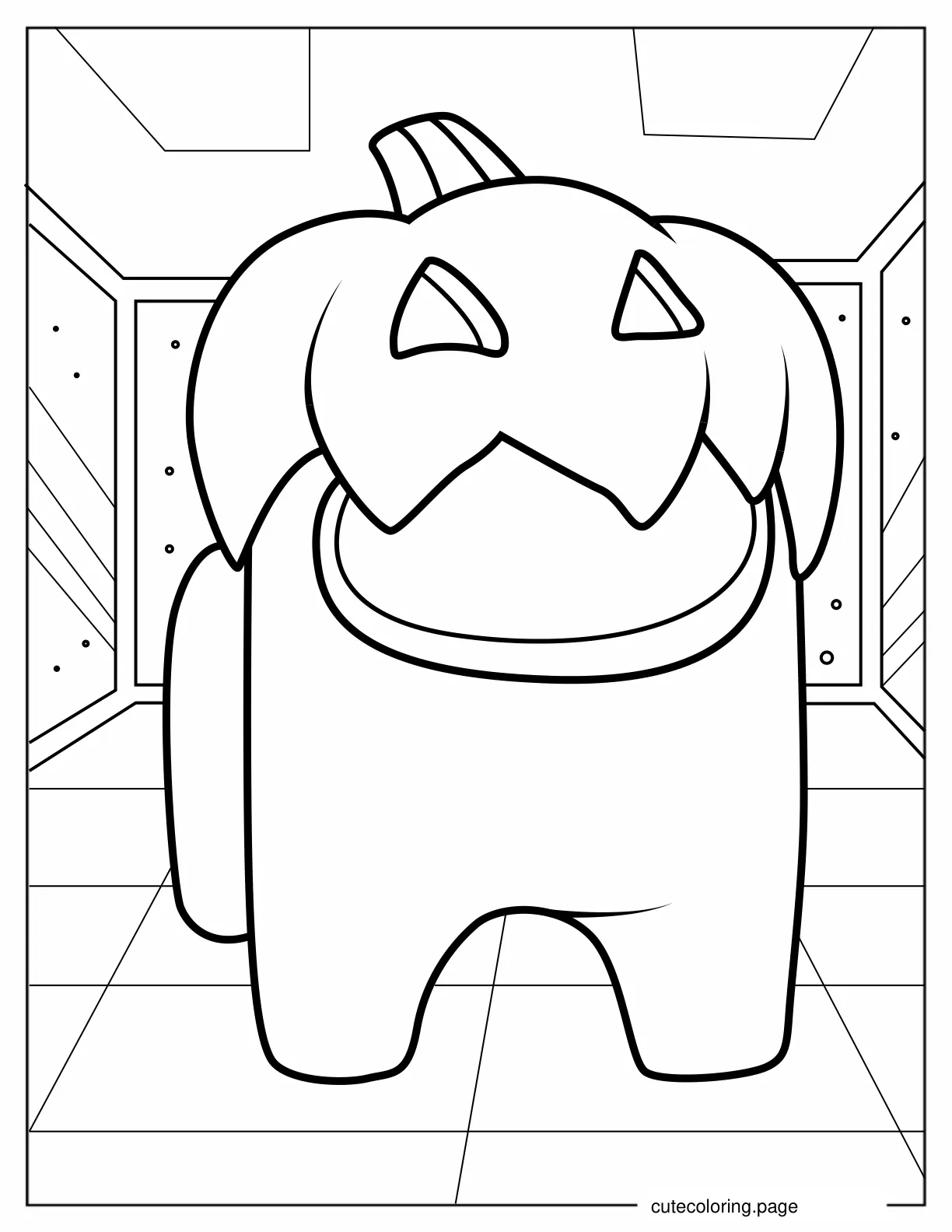 Coloring Page of Among Us With Jack O Lantern coloring page