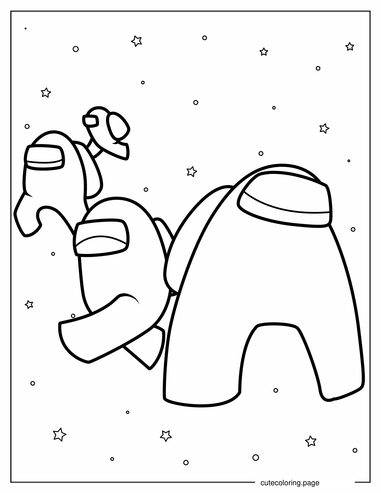 Coloring Page of Crewmates in Space coloring page