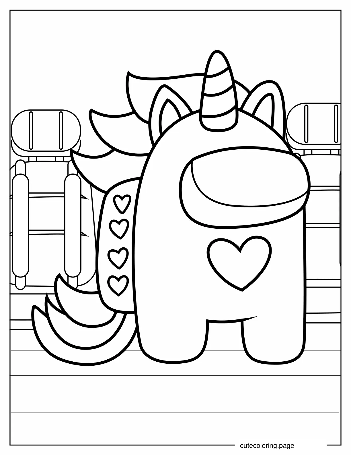 Coloring Sheet of Among Us Unicorn Skin coloring page