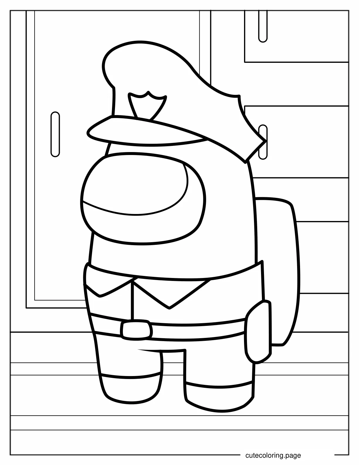 Cop Skin Among Us coloring page