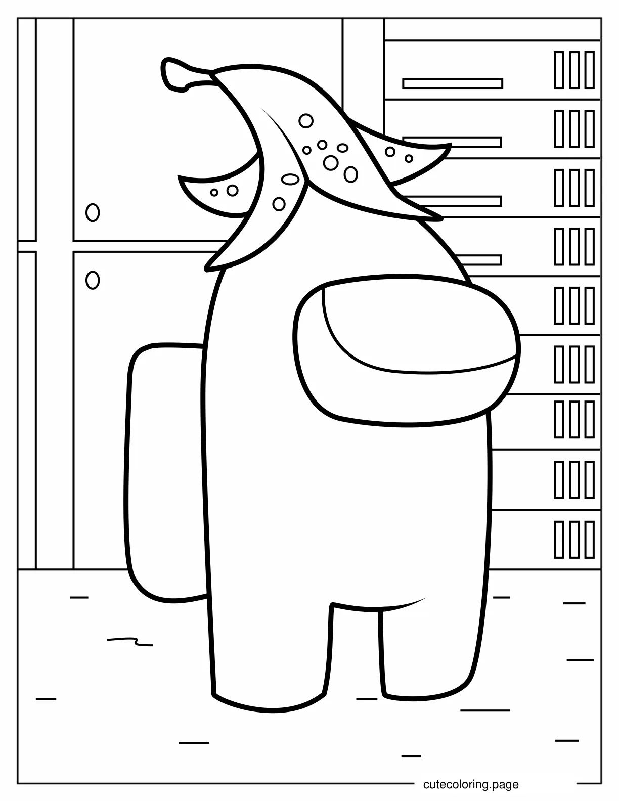 Crewmate With Banana Peel On Head coloring page