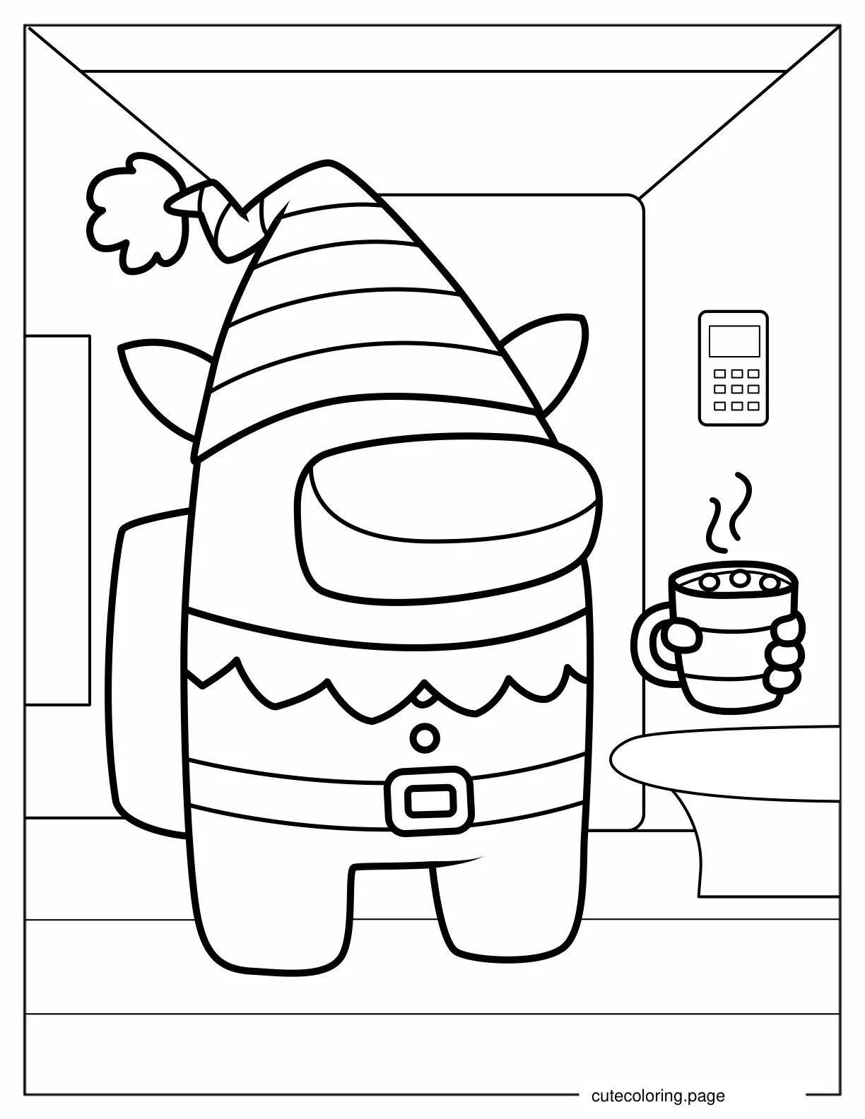 Crewmate in Christmas Elf Skin coloring page