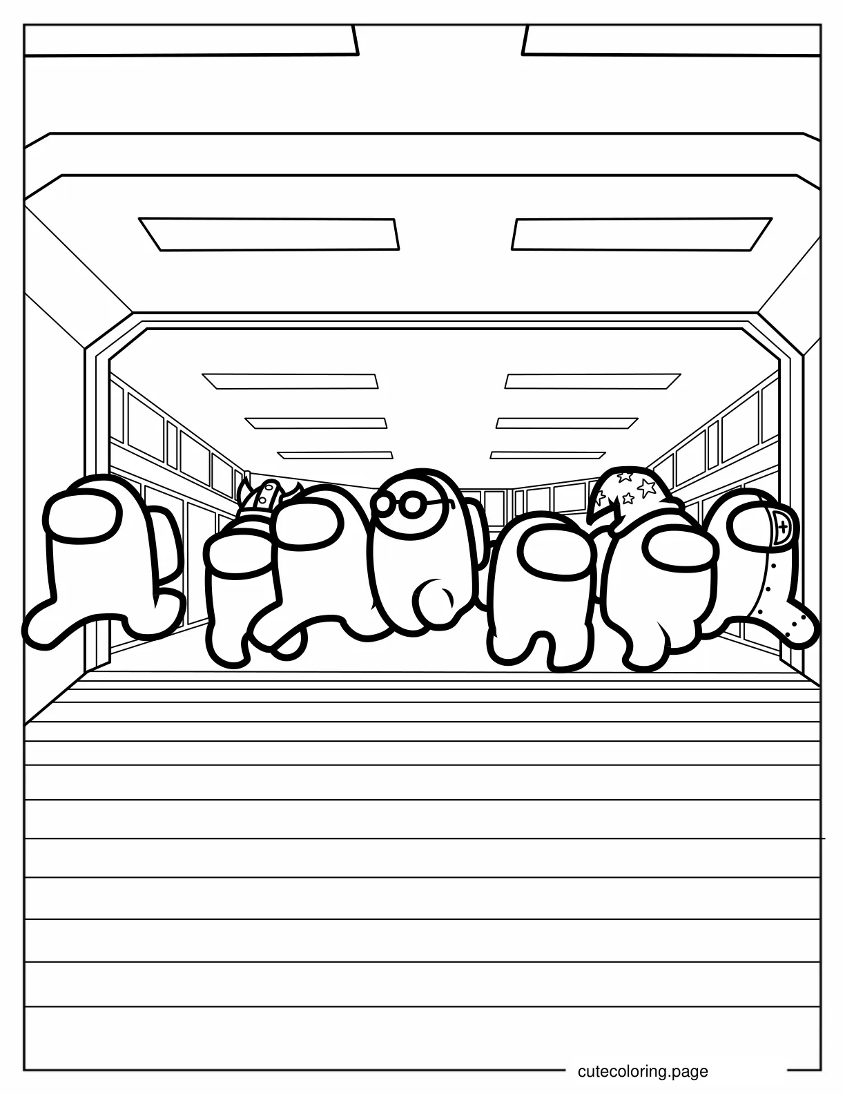 Crewmates Running Away coloring page