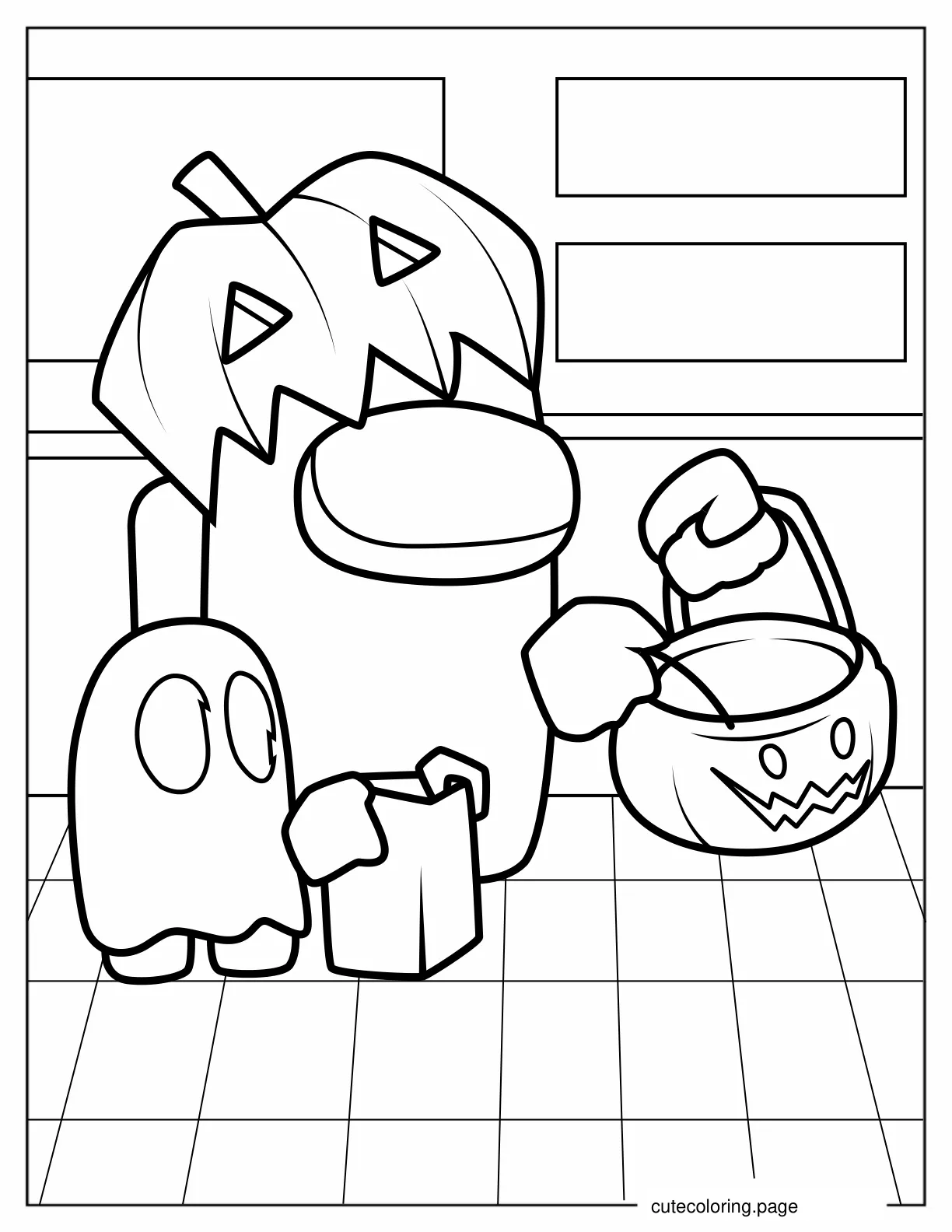 Crewmates Trick or Treating coloring page