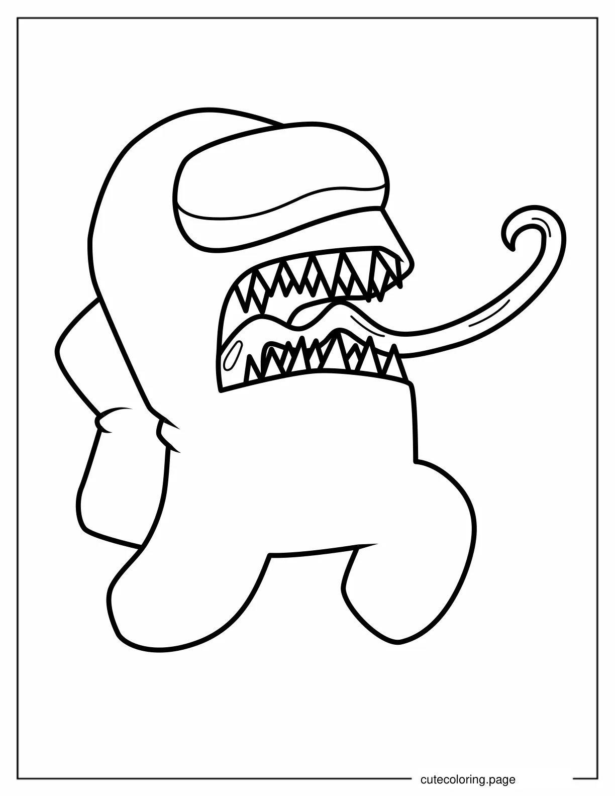 Easy Among Us Imposter With Tongue Out coloring page